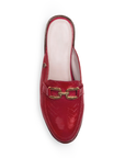 Mules Rojo Piso Casual Dama Herraje Moda Flats Zapato Mujer 3510170