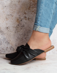 Mules Negro Dama Nudo Flats Destalonado Piso Casual Elegante 1750227