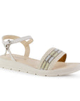 Sandalia Beige Plataforma Baja Mujer Pulsera Pedreria Moda Casual 3402988