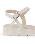 Sandalia Beige Plataforma Baja Mujer Pulsera Pedreria Moda Casual 3402988