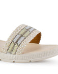 Sandalia Beige Plataforma Baja Mujer Pulsera Pedreria Moda Casual 3402988