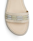 Sandalia Beige Plataforma Baja Mujer Pulsera Pedreria Moda Casual 3402988