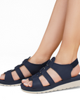 Sandalia Marino Mujer Plataforma Baja Casual Tiras Resorte Moda 4810076