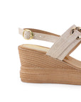 Sandalia Beige Plataforma Alta Mujer Hebilla Doble Correa Casual 4500167
