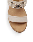 Sandalia Beige Plataforma Alta Mujer Hebilla Doble Correa Casual 4500167