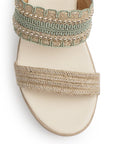 Sandalia Verde De Plataforma Dama Yute Tiras Bordadas Moda Casual 3201466