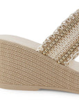 Sandalia Beige De Plataforma Dama Yute Tiras Bordadas Moda Casual 3201467