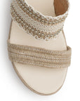 Sandalia Beige De Plataforma Dama Yute Tiras Bordadas Moda Casual 3201467
