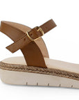 Sandalia Cafe Mujer Plataforma Baja Casual Dama Pulsera Hebilla 3201470
