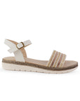Sandalia Beige Mujer Plataforma Baja Casual Dama Pulsera Hebilla 3201471