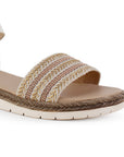 Sandalia Beige Mujer Plataforma Baja Casual Dama Pulsera Hebilla 3201471