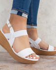 Plataforma Blanco Sandalia Tira Doble Punta Abierta Pulsera 3402590
