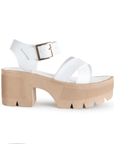 Plataforma Blanco Mujer Sandalia Tira Cruzada Pulsera Hebilla 3402626