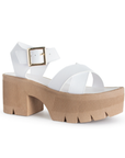 Plataforma Blanco Mujer Sandalia Tira Cruzada Pulsera Hebilla 3402626