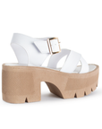 Plataforma Blanco Mujer Sandalia Tira Cruzada Pulsera Hebilla 3402626