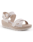 Plataforma Beige Mujer Elegante Sandalias De Verano Tiras Cruzadas 3402787