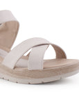 Plataforma Beige Mujer Elegante Sandalias De Verano Tiras Cruzadas 3402787