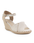Plataforma Beige Dama Casual Moda Tiras Cruzadas Formal Playa 3402789