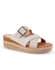 Plataforma Beige Casual Elegante Detalle Hebilla Moda Sandalia 3402836