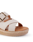 Plataforma Beige Casual Elegante Detalle Hebilla Moda Sandalia 3402836