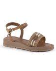 Sandalia Cafe Plataforma Baja Mujer Pulsera Pedreria Moda Casual 3402989