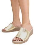 Plataforma Oro Alta Casual Mujer Comoda Playa Elegante Dama 4910033