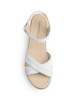 Sandalia Blanco De Plataforma Baja Tiras Cruzadas Pulsera Hebilla 3690133