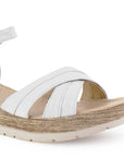 Sandalia Blanco De Plataforma Baja Tiras Cruzadas Pulsera Hebilla 3690133