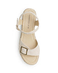 Sandalia Beige Dama Plataforma Baja Hebilla Ajustable Pulsera Moda 3690134