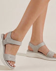 Sandalia Gris Dama Doble Tira Ajuste Velcro Confort Casual Verano 4900025