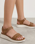 Sandalia Cafe Dama Doble Tira Ajuste Velcro Confort Casual Verano 4900028