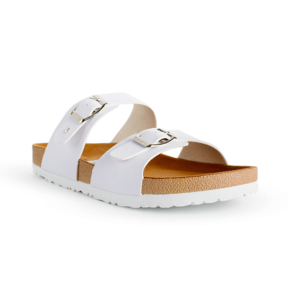 Sandalias Blancas Planas Con Hebillas | | REMATE FINAL