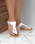 Sandalia Blanco Playa Mujer Casual Pata De Gallo Moda Premium 3700021