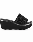 Sandalia Negro Plataforma Pedreria Moda Mujer Formal 3010084