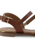 Sandalia Cafe Dama Elegante Moda Tiras Anchas Suela Baja Hebilla 4290083