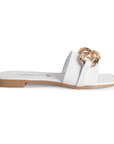 Sandalia Blanco Piso Cadena Moda Casual Punta Cuadrada 530579
