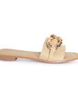 Sandalia Beige Piso Cadena Moda Casual Punta Cuadrada 530591