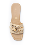 Sandalia Beige Piso Cadena Moda Casual Punta Cuadrada 530591