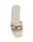 Sandalia Beige Piso Cadena Moda Casual Punta Cuadrada 530611