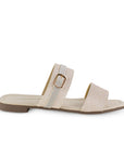 Sandalia Beige Dama Doble Tira Moda Herraje Verano Piso 530612
