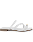 Sandalias Blanco Planas Mujer Tiras Modernas Detalle Brillante 530617