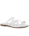 Sandalias Blanco Planas Mujer Tiras Modernas Detalle Brillante 530617