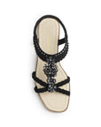 Sandalia Negro Mujer Casual Pedreria Tiras Cruzadas Trenzadas Moda 530620