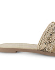 Sandalias Beige Mujer Moda Pedreria Diseño Bordado Elegante Plana 530622