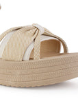 Sandalia Beige Dama Pulsera Moda Plataforma Baja Casual 4500183