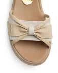 Sandalia Beige Dama Pulsera Moda Plataforma Baja Casual 4500183