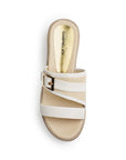 Sandalia Beige Mujer Plataforma Baja Doble Tira Casual Moda Verano 4500188