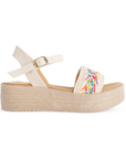 Sandalia Beige Mujer Casual Moda Tejido Multicolor Moda 4500098