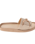 Sandalia Beige Dama Moda Playa Piso Herraje Casual 3201342