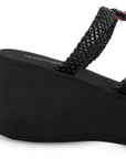 Sandalia Negro Mujer Casual Tiras Trenzadas Moda Plataforma Comoda 3201427